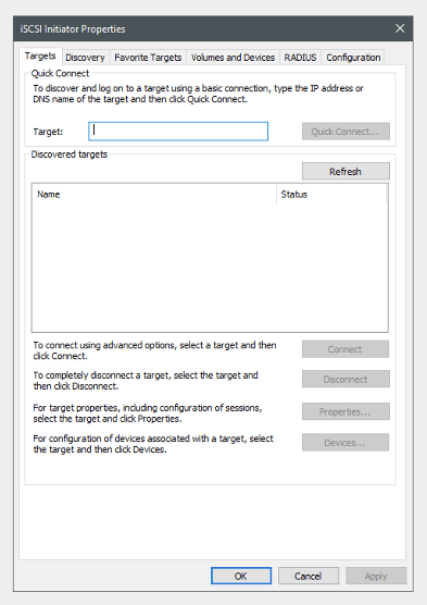 How to connect an iSCSI device.